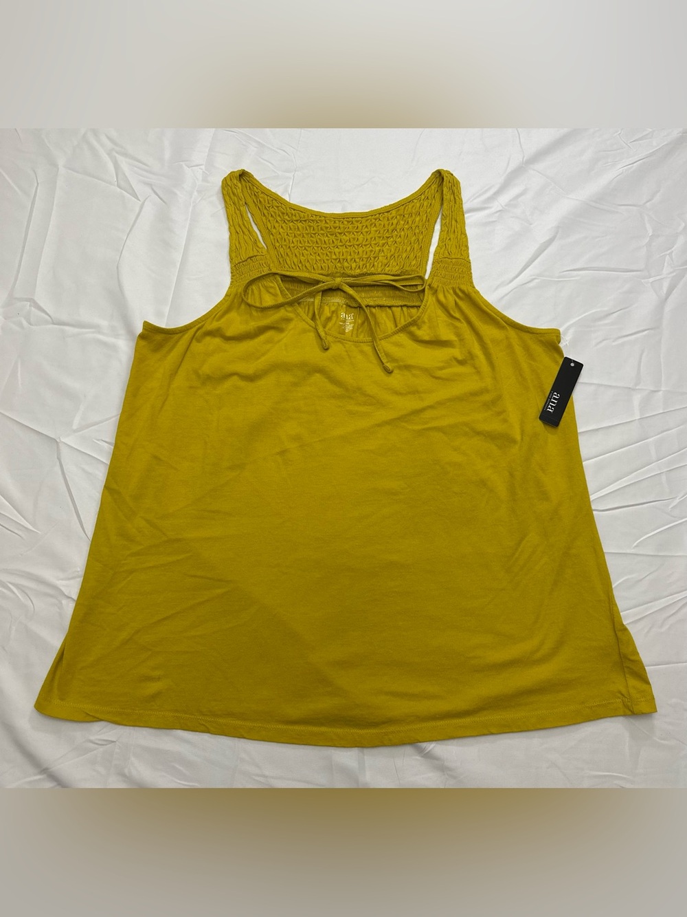 A.N.A. Women's Mustard Yellow Smocked Tank Top